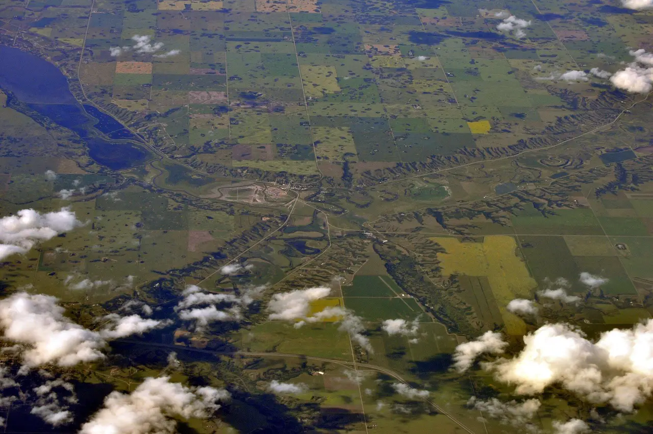 Aerial view of Craven and the Qu'Appelle Valley, 2013